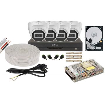 Kit supraveghere video complet cu 4 camere interior Full HD Dahua KIT4I22-2TB-TW-DH