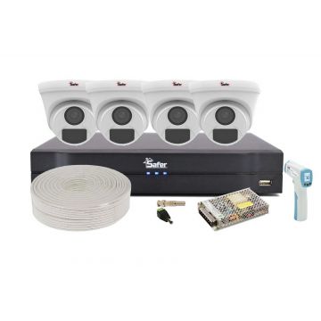 Kit supraveghere video cu accesorii, 4 camere interior 2MP, Safer, KIT5MPINT-SAF-I2