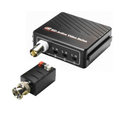 Set videobalun activi Full HD, cu alimentare, HDTVI / HDCVI / AHD SAF-BA615RX+TX