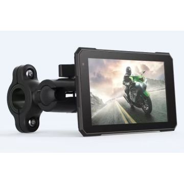 Sistem Moto iSEN MT-5 Dash Cam, Camera Duala 1080P Fata Spate, Ecran 5   IPS Touch, 1GB RAM, 128MB ROM, Apple CarPlay Wireless, Bluetooth, IP67