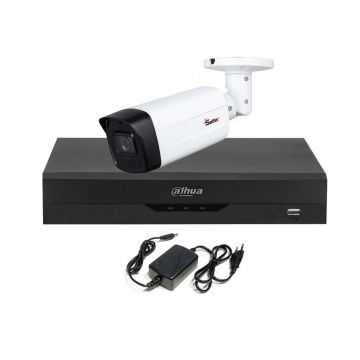 Sistem supraveghere 1 camera exterior 2 MP, IR 80m, DVR 4 canale, Audio, Dahua, KIT1EXTFHD20