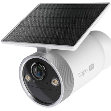 TP-LINK Kit camera de supraveghere cu panou solar TP-Link Tapo C465, 8MP, 4K, 3840x2160, 18x zoom digital, Starlight Color Night Vision, Two-Way Audio, Detectie AI, alarma, acumulator, montare fara cabluri, baterie 7800mAh, IP65
