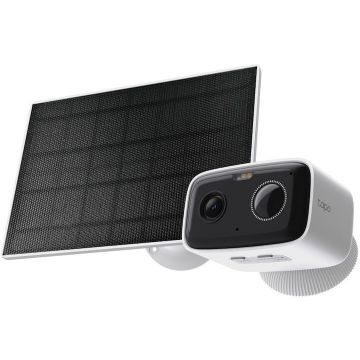 TP-LINK Kit camera de supraveghere Wireless cu panou solar Tapo C400 KIT, 2MP, 1920 x 1080, Color Night Vision, Detectie smart, Two-Way Audio, acumulator 5200 mAh, IP65