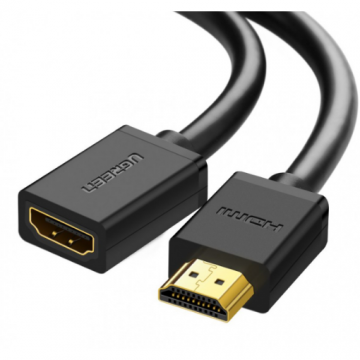 Ugreen CABLU video prelungitor Ugreen, HD107 HDMI (T) la HDMI (M), rezolutie maxima 4K UHD (3840 x 2160) la 60 Hz, conectori auriti, 3m, negru 10145 (include TV 0.15 lei) - 6957303811458