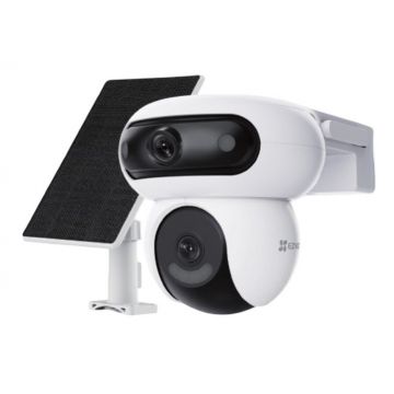 Camera de supraveghere duala cu panou solar Ezviz CS-HB90/SP(4MP+4MP), Wi-Fi, 2K x2 , Full Color, functii AI detectie umana- vehicule, audio bidirectional, vedere panoramica, rotire- inclinare din aplicatie, slot card microSD