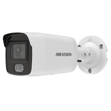 Camera de supraveghere IP ColorVu Hikvision DS-2CD2027G2-LU(2.8mm)(C), 2MP, 2.8mm, LED alb 40m, Microfon, slot MicroSD, PoE