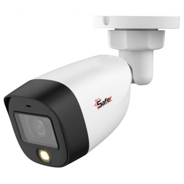 Camera de supraveghere pentru exterior HDCVI, Full HD 2MP, 2.8mm, Iluminare duala IR si LED 20m, Microfon, Safer SAF-BM2MP20F28-IL-A