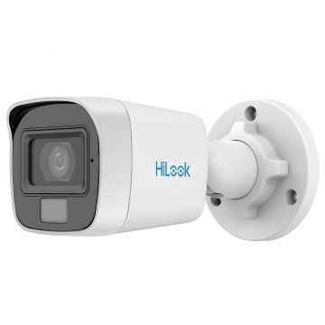 Camera de supraveghere pentru exterior, Hikvision HiLook THC-B129-LPS, HDTVI, Color Vu, 2MP, 2.8mm, lumina duala 20m, microfon, IP66