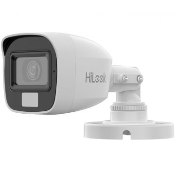 Camera de supraveghere pentru exterior Hikvision HiLook THC-B157-LMS, 3K 5MP, Iluminare duala 20m, 2.8mm, Microfon, IP66
