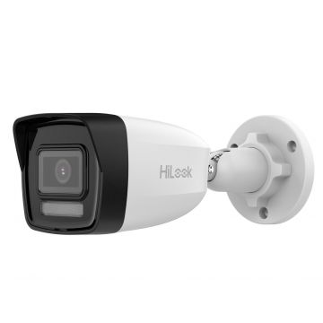Camera IP Hikvision HiLook IPC-B140HA-LU, 4MP, 2.8mm, iluminare duala 30m, microfon, PoE, IP67, metal si plastic