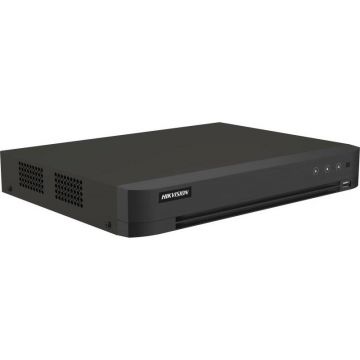 DVR 8 canale, 5 MP, Hikvision iDS-7208HUHI-M1/X/4A+8/4 AcuSense, 1U H265 pro+, audio prin coaxial, 32Kbps, slot HDD 12TB