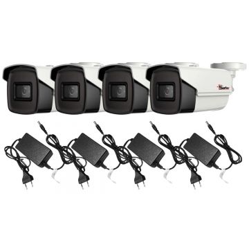 Kit 4 camere de exterior Safer PRO, 5MP si 4 alimentatoare 12V 2A, Safer 4xSAF-PRO5MPx4EU12V