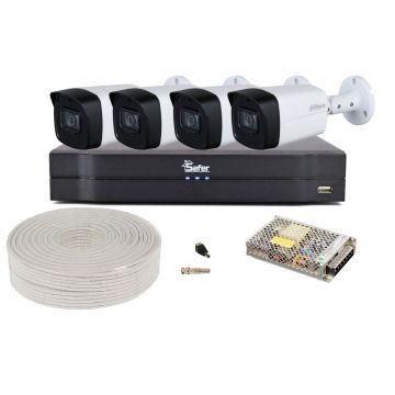 Kit 4 camere exterior FULL HD, IR 80m, lentila 3.6 mm, Microfon, KITFHD80DAHUAST-20A