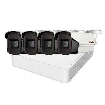 Kit de supraveghere, 4 camere exterior 5MP, 2.8mm, IR 40 metri si DVR 4 canale, Hikvision KITHIK4X-5MP4028