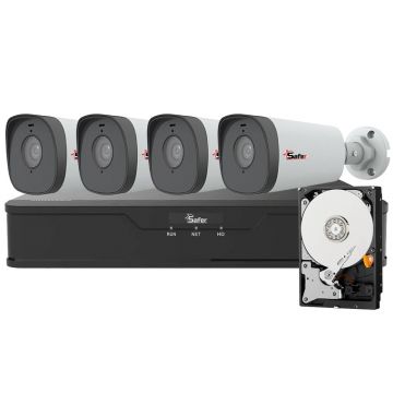 Kit de supraveghere IP, 4 camere exterior 5MP, 4mm, IR 80m si NVR 8 canale, HDD, KITIP-4X-5MP480POEHDD