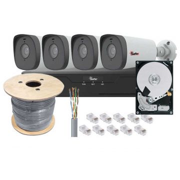 Kit de supraveghere IP complet, 4 camere exterior 2MP, IR 80 metri si NVR 8 canale KITIP-4X-2MP480ACC-A