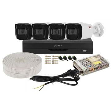 Kit de supraveghere pentru exterior, 2MP, IR 40m, 4 camere si DVR, DAHUA, KITDAH2MP80EXTACC