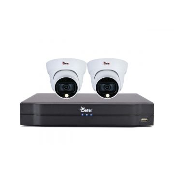 Kit de supraveghere video, 2 camere Dome, Full Color, 5MP, Led alb 20m, DVR 4 canale, Safer KITINT-2X-5MP28I20