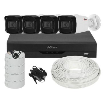 Kit de supraveghere video, 4 camere 2 MP Full HD, DVR 4 canale, vedere nocurna IR 40 m, KIT-4C2M40-XVR-ACC-DAH