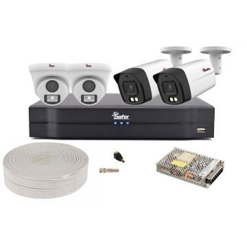 Kit de supraveghere video mixt, 2 camere dome si 2 camere bullet, 5MP, DVR 4 canale, Accesorii incluse, KITMIX-2X-B5MP+2XD5MP-ACC
