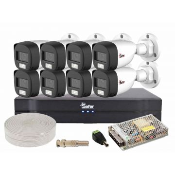 Kit supraveghere video complet cu 8 camere exterior 2MP Safer, Dvr Safer KIT2MPEXT-SAF-ACC