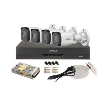 Kit supraveghere video pentru exterior, 2MP, IR 30m, lentila 3.6mm, Dahua KIT-DAH-2MP-30-I3-ACC