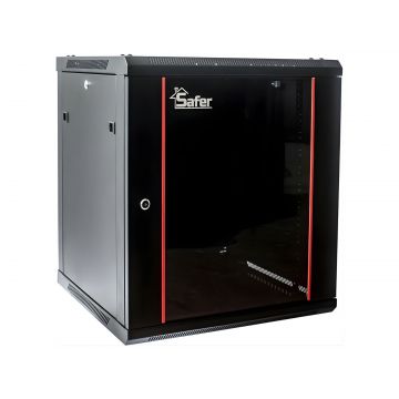 Rack 15U de perete, 600x600, yala cu cheie, usa din sticla securizata, Safer SAF-WMA-6615