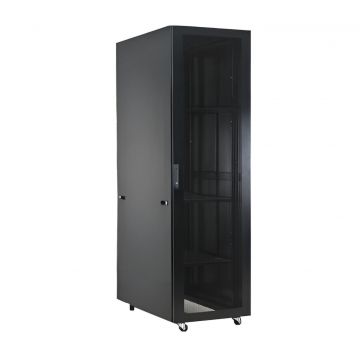 Rack 22U, 19 inch, montaj pe podea, cu roti, usa sticla, 600x 800, Safer RACK22U6080-FLOOR