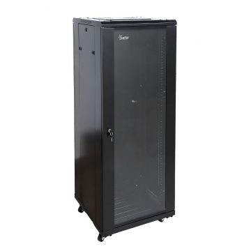 Rack 37U, 19 inch, montaj pe podea, cu roti, usa sticla, 600x800, Safer RACK37U6080-FLOOR