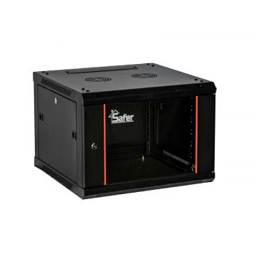 Rack 6U cu montaj pe perete, 600x450, usa din sticla securizata, yala cu cheie, Safer SAF-WMA-6406