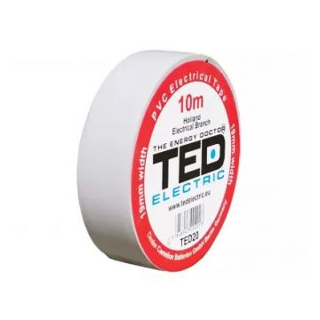 Banda izolatoare PVC 10m x 19mm, pentru protectia si izolarea cablurilor, alb, TED TED004826