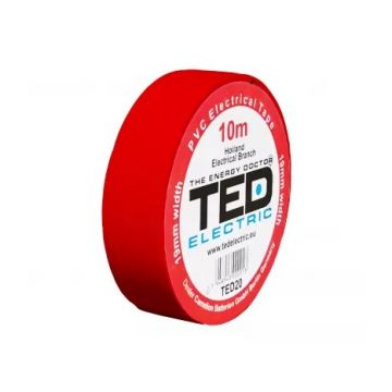 Banda izolatoare PVC 10m x 19mm, pentru protectia si izolarea cablurilor, rosu, TED TED004871