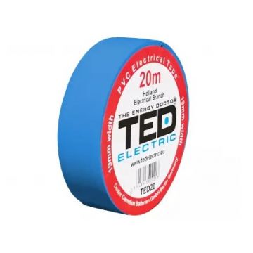 Banda izolatoare PVC, 20m x 19mm, pentru protectia si izolarea cablurilor, albastru, TED TED004765