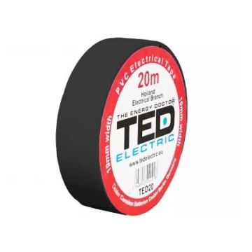 Banda izolatoare PVC, 20m x 19mm, pentru protectia si izolarea cablurilor, negru, TED TED004796