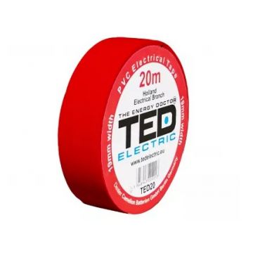 Banda izolatoare PVC, 20m x 19mm, pentru protectia si izolarea cablurilor, rosu, TED TED004802