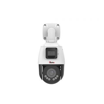 Camera de supraveghere IP PTZ, 2MP+2MP, iluminare duala, zoom optic x4, audio bidirectional, slot card microSD, IP66, PoE, Safer SAF-IPCPTZ2X2MP50F2812(U)