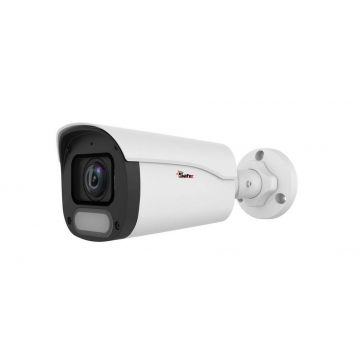 Camera supraveghere IP Safer SAF-IPCBM4MPWISPF28(U), 4MP, ColorHunter, LED alb 30m, microfon, slot microSD, PoE, IP67
