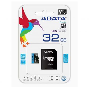 Card microSD 32GB, clasa 10 UHS-I, pana la 100/25MB/s, ADATA AUSDH32GUICL10A1-RA1