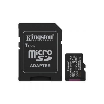 Card microSD 64GB, citire 100Mbps, Kingston SDCS3/64GB