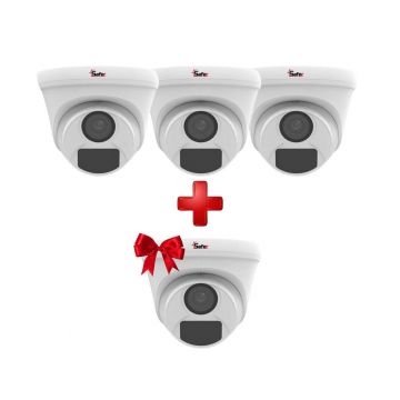 Kit camere de supraveghere dome Safer 3+1 GRATIS, HDCVI, 2MP Full HD, IR 20m, lentila 2.8mm, IP67, SAF-2MP20IRKIT