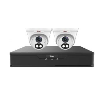 Kit de supraveghere cu 2 camere Full HD, 2.8mm, Iluminare Duala 30m, Audio, PoE, NVR 4 canale, Safer SAF-KITIPC2INTP2K