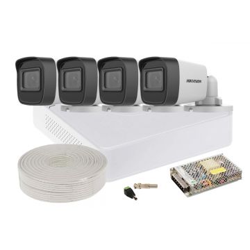 Kit de supraveghere cu 4 camere Full HD Safer,  IR 30m, DVR si accesorii pentru instalare, SAF-4XFHDIR40ACC