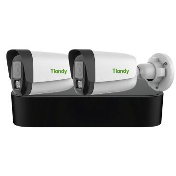 Kit de supraveghere IP Tiandy, NVR 4 canale PoE, 2 camere bullet IP, Color Maker, 4MP, KIT-TC-R3104+2TC-C34WS