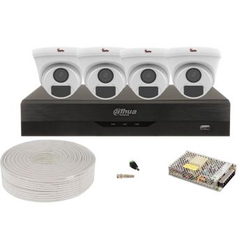 Kit supraveghere 4 camere Safer 2MP Full HD, IR 20 metri, DVR DAHUA, DH-4X1200EMP-A-1