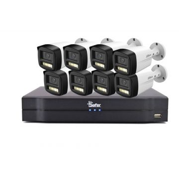 Kit supraveghere 8 camere 5MP, lentila 3.6 mm, IR si LED, microfon, DVR 8 canale, pana la 8MP 4K, Safer KIT-8EXT5MP4