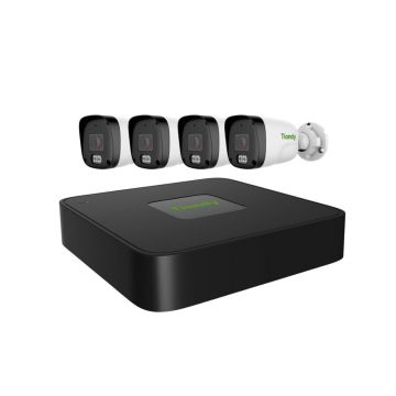 Kit supraveghere IP Tiandy, camere 2MP, lentila 2.8mm, iluminare IR + LED alb, DWDR Smart IR 3D DNR BLC HLC Defog, microfon integrat, suport HDD pana la 6TB, alimentare PoE, IP67, KITIP4CFHDT