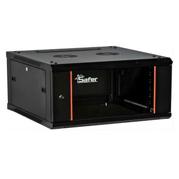 Rack 4U, montaj pe perete 600x450, yala cu cheie, usa din sticla securizata, Safer SAF-WMA-6404