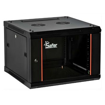 Rack 9U de perete, 600x600, yala cu cheie, usa de sticla securizata, Safer SAF-WMA-6609