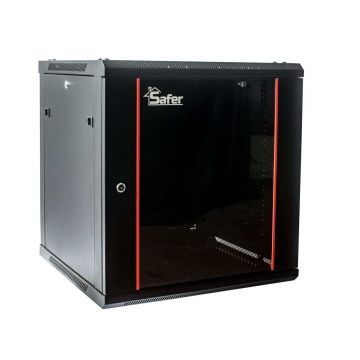 Rack de perete 12U, 19 inch, 600x600, usa din sticla securizata, capacitate 80 kg, Safer SAF-WS80-6612