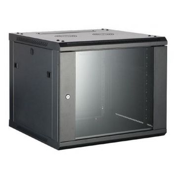 Rack de perete 4U, SOHO, 540x450mm, usa din sticla securizata, yala cu cheie, Safer SAF-WMQ5404
